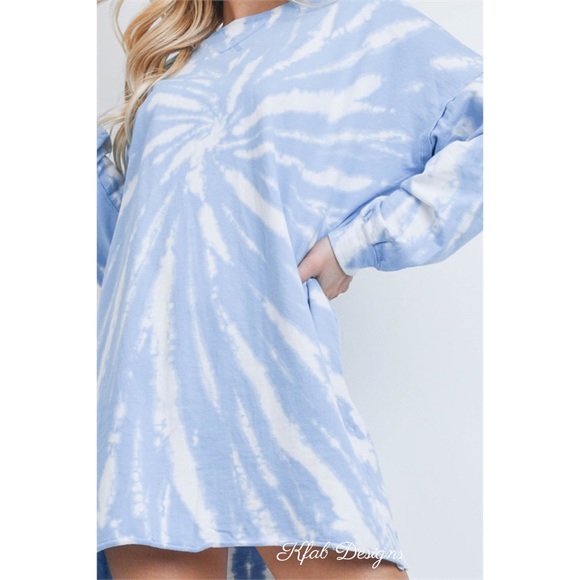 LAST 1! Oversized Tie Dye Raw Edge Tunic Dress! - Picture 6 of 7